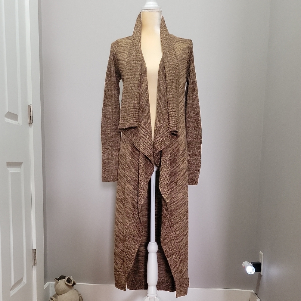 VTG Cascading Duster Cardigan Sweater Brown Muti Sz. XS 2013